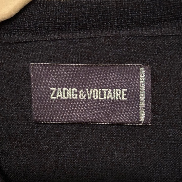 Zadig & Voltaire 100% Merino Wool Navy Blue Emmy Cutout Sweater - Picture 16 of 16